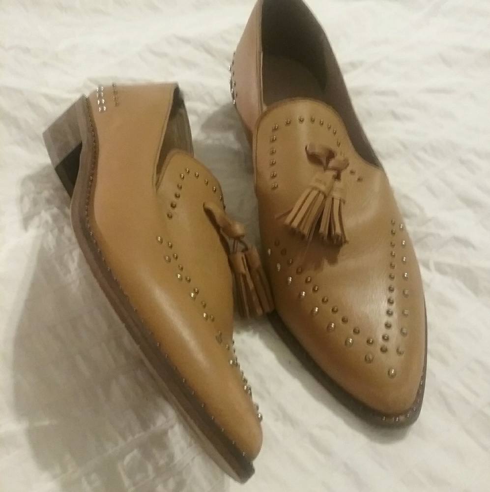 free people leather pointed toe loafer